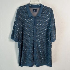 Abercrombie & Fitch Mens XL Button Up Shirt Geometric Cardigan Short Sleeve Knit